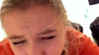 Extreme public masturbation: fingering shaved pussy with vibrator close-up