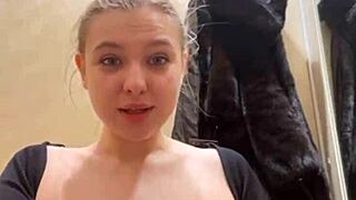 Extreme public masturbation: fingering shaved pussy with vibrator close-up