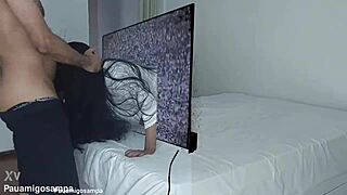 samara in halloween cosplay gets two black monster cocks threesome