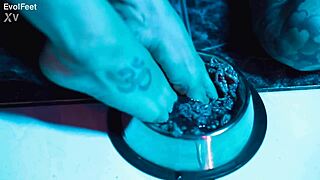 Latina Slave Puts Her Feet On My Cock While I Lick Her Soles And Deepthroat