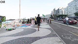 hey, walking in mini shorts on copacabana beach while guys stare at me