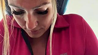 blonde in gym sweats dripping on tits