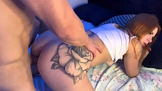 Young latina gets fucked doggy by friend's boyfriend, cum on ass