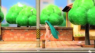hatsune miku in project diva nude mod shows off her big tits and ass fully nude