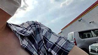 Excited Asian Milf Masturbates Outdoors With Big Tits!