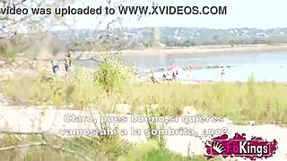 briseida, a brunette with natural tits, bends over for rough outdoor fucking in a voyeur hunt.