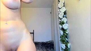 girl shows off natural tits and blonde ass