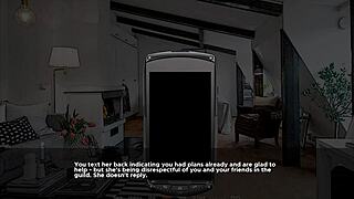 in the overstuffed game, fat blonde chubby character reaches ending 4 cut off.