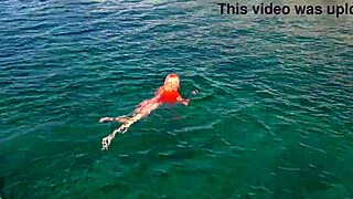 blue water and a naked girl skinny pussy flashing wet small 18+ tits exhibitionists shaved hairless