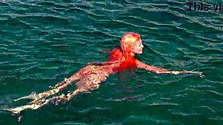 blue water and a naked girl skinny pussy flashing wet small 18+ tits exhibitionists shaved hairless