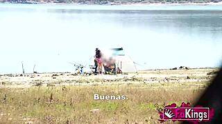 briseida, a brunette with natural tits, bends over for rough outdoor fucking in a voyeur hunt.