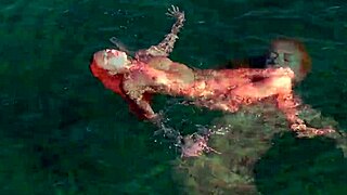 blue water and a naked girl skinny pussy flashing wet small 18+ tits exhibitionists shaved hairless