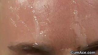 Peculiar babe receives facial cumshot and gulps semen