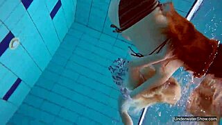 two teen blondes having sex in the pool underwater