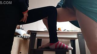 Middle Aged Woman And Student Masturbate On Chairs