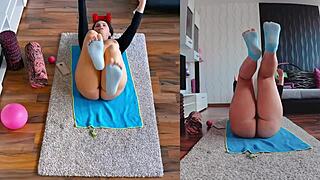 Double the heat, double the fun in this dual cam naked yoga session.