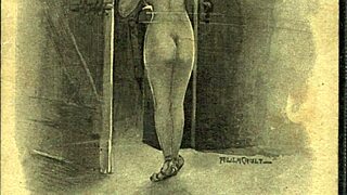 Vintage erotic animation yells, 'bend over!'