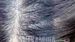 japonesa sucks big black cock in parking lot