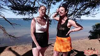 Beautiful European MILFs Arianna and Angelina take anal and assfucking in threesome group sex.