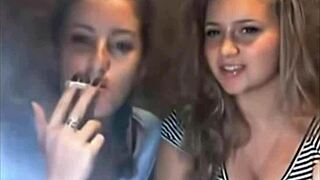 Girls chatting on cam while smoking cigarettes