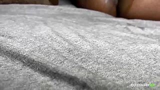 This perfect black whore is so horny, masturbating close up