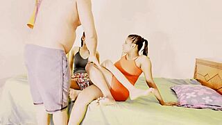 In Uttaran20, brunette enjoys quickie threesome party with ffm action