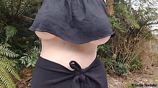 priscila, why you walking the streets with no panties under that transparent skirt? showing off those big tits?