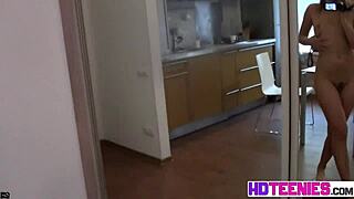 hot russian brunette striptease in closeup video with yummy pussy