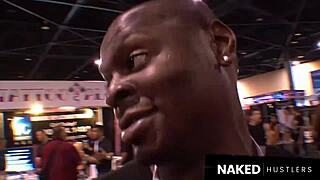 a fat ebony slut sucking multiple dicks on the street