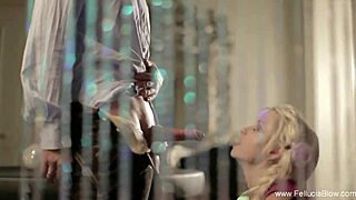 Beautiful German blonde maid gives secret blowjob fun