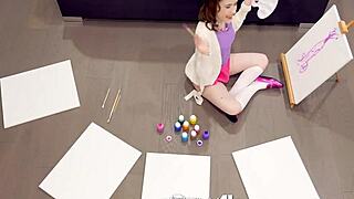 Tiny4k petite artist alice merchesi gets interrupted during session.