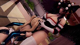 I masturbate as futanari. She gives blowjob to cock.