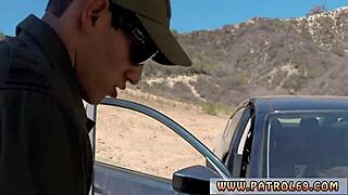 Blonde Honey In Fake Police Uniform Sucks And Gets Facial On Car Hood Outdoors