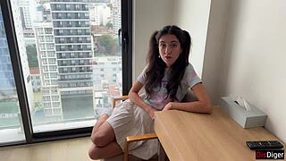 Hey, watch this step sister getting fucked hard and covered in cum