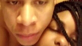 The ebony amateur gets fucked rough and nasty by big black cock in the hotel room, ending with a facial.