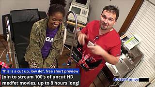 I'm Dr. Tampa conducting Lotus Lain's Tampa University entrance physical with gloves and spreading