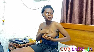 Hey, this big tit ebony African babe craved a huge dick so she ordered from a hookup site and wow, things got wild