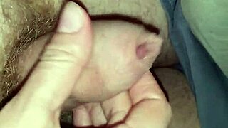 wife gives casual handjob leading to cumshot in quick session.