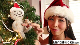 marica's solo japanese christmas masturbation session with nude pussy play!