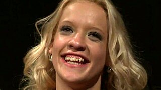 euro babe bound in stockings for rough maledom blowjob yet craves tasting cum in garage