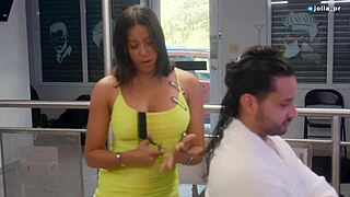 Slutty latina stylist seduces favorite client for tight pussy fuck during haircut
