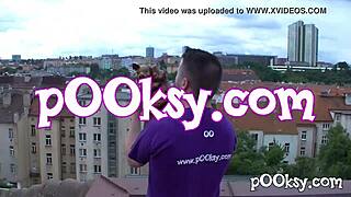 Amateur Redhead in Blue Lingerie and Gloves Gets Fucked with Blowjob and Cumshot in POV