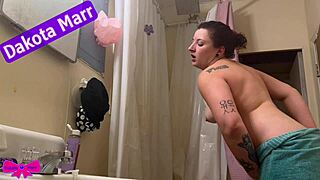 Fat chubby dakota marr showers lotions her hairy bush with tattoos as nebraska swinger