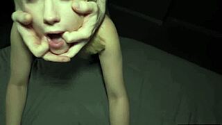 He grabbed her tight college teen body for rough deepthroat domination and fucked her all night in choking threesome