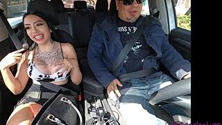 CASTING a tattooed skinny Latina Baby Kat with doggystyle riding and pussy licking by Luis Garay.