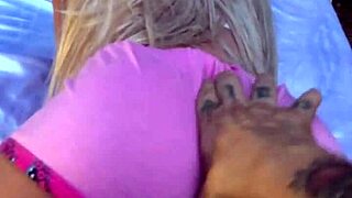 The sexy blonde uses a fuck doll toy in her parents' bathroom for intense anal masturbation pleasure.