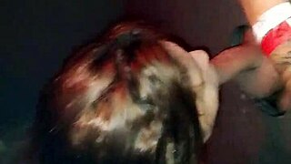 Ruiva novinha takes cumshot on face from two old guys at gloryhole in swing house!