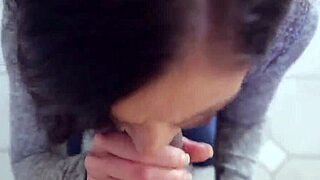 clothed amateur hottie gives blowjob and handjob to big cock in reality scene