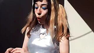 Blonde Cute Latina Teen In Costume Shows Pretty Body Outdoors