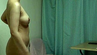 big boobs japanese stewardess removes uniform lingerie panties thong and showers